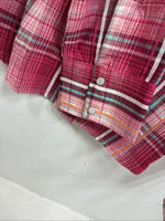 New Women’s Cumberland Pink Plaid Long Sleeve Pearl Snap Medium LL-66