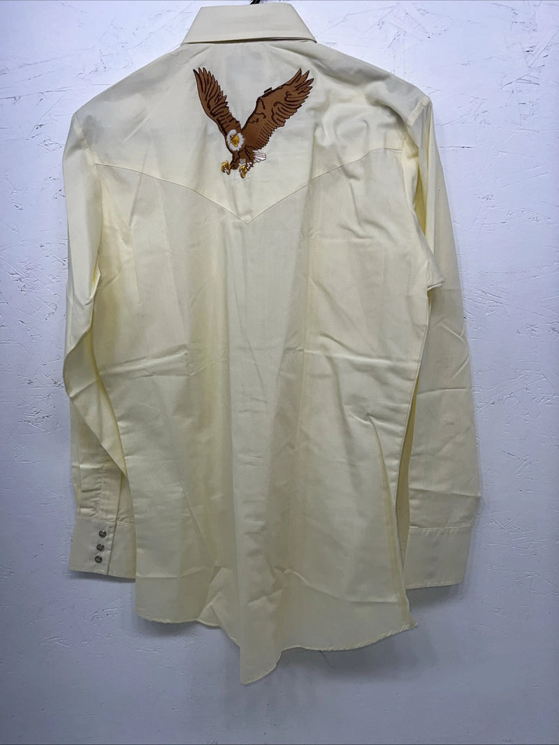New Men’s Yellow ELY Wildlife Collection Western Pearl Snap Shirt Small A-171