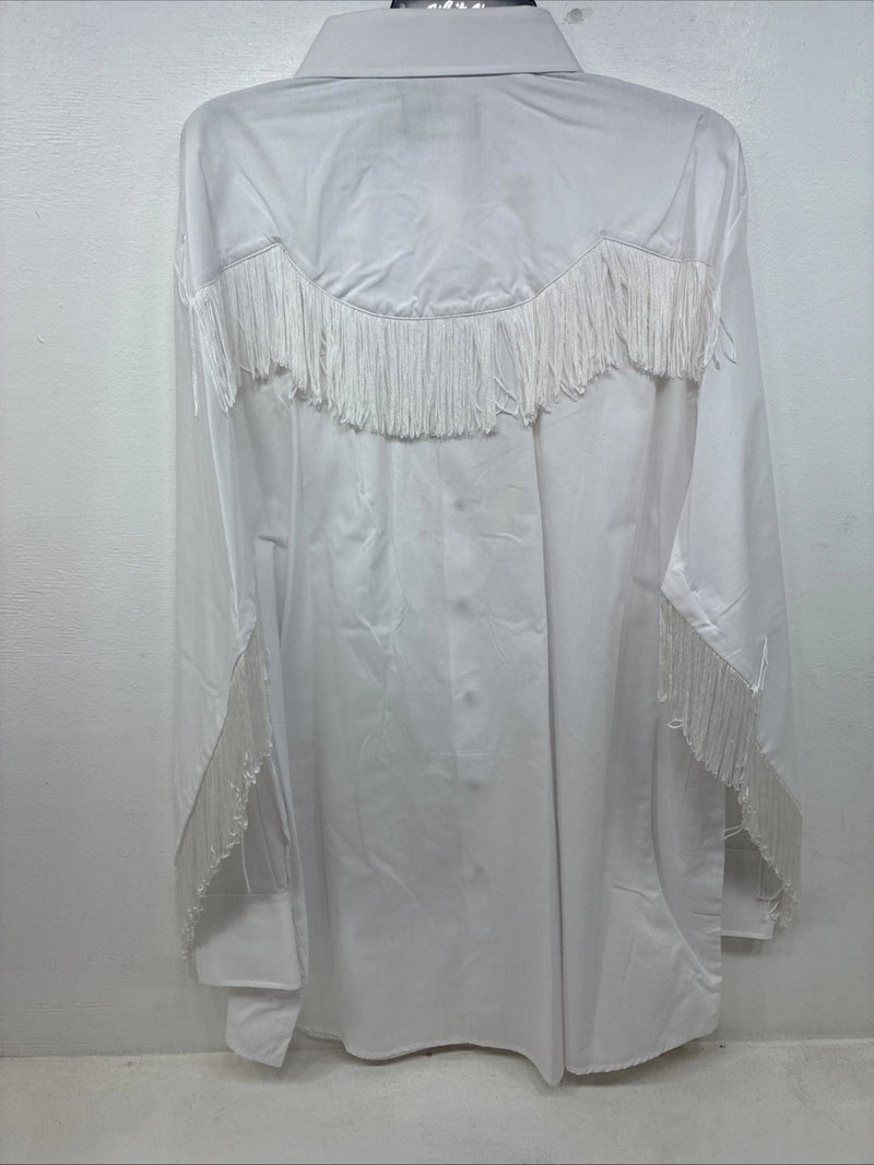 New Women’s White Horse White Fridge Long Sleeve Pearl Snap XXL TT-33