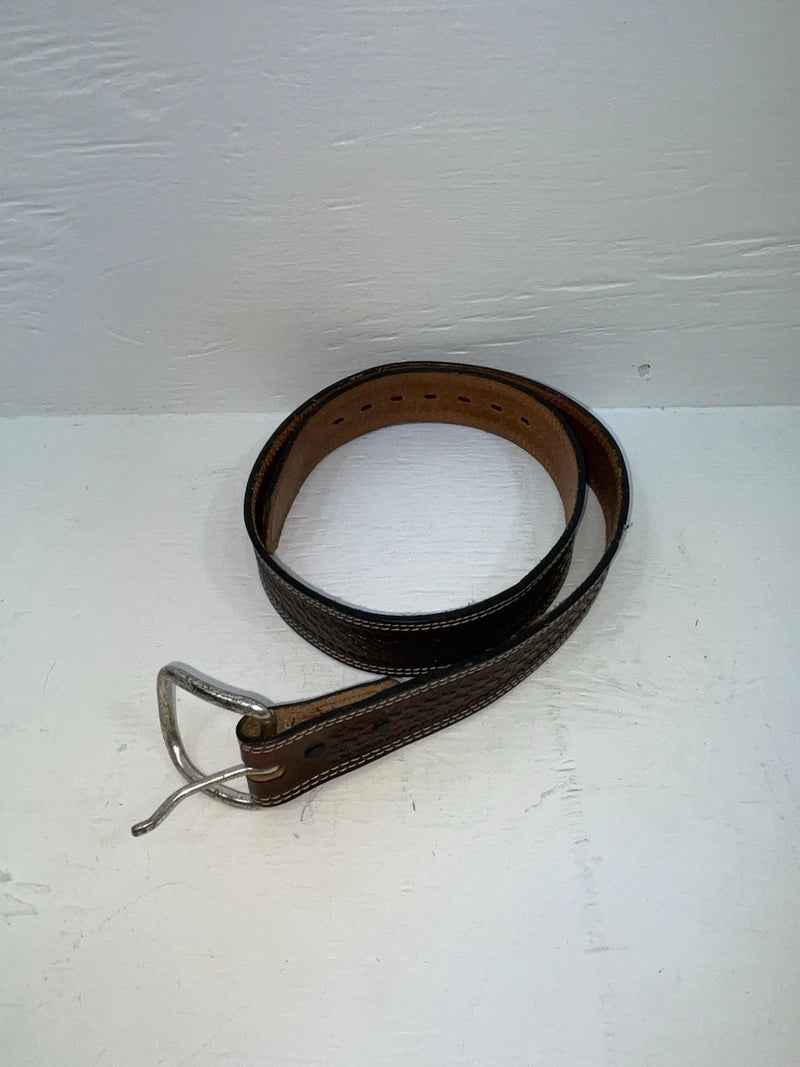 New Brown Genuine Leather Tooled 34” Belt #CL693 Z-163