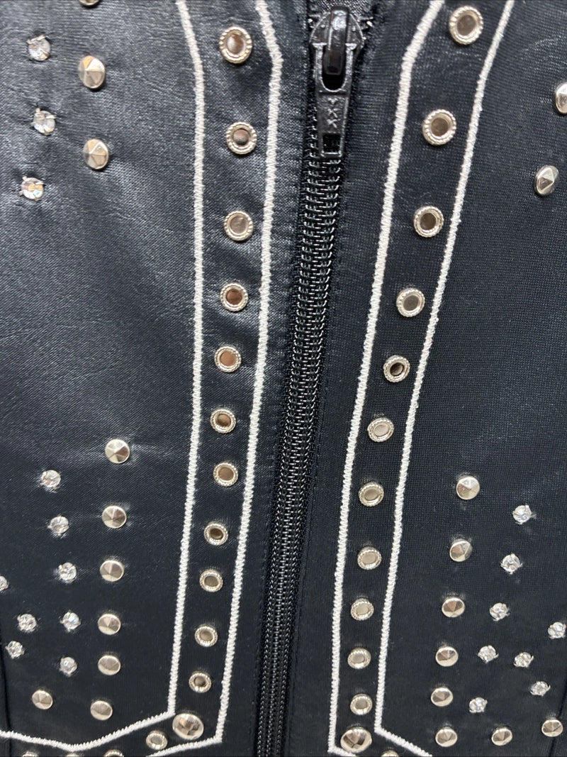 New Women’s 1849 RanchWear Black Rhinestone Vest Zip Up Size Medium YY-36