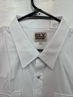 New Men’s ELY Cattleman White Western Long Sleeve Pearl Snap 18 X 35 2XL T-49