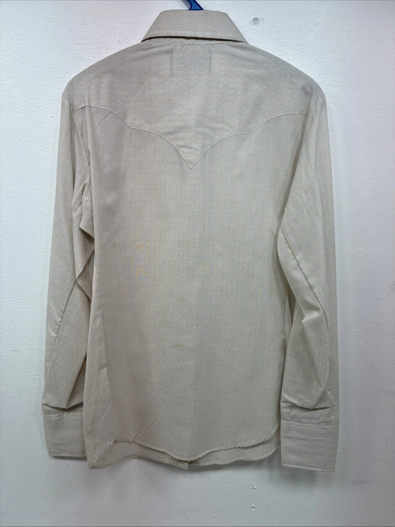 New Kids Panhandle Slim Tan Stripe Long Sleeve Pearl Snap Size 12 DD-104