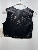 New Women’s 1848 RanchWear Black Rhinestone Sleeveless Vest Zip Up Medium YY-39
