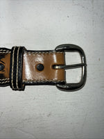 New Brown Black Perkies Hand Tooled Genuine Leather Belt 30” #7512 W-11