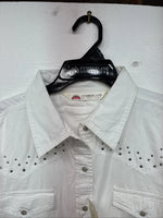 New Women’s Cumberland White Gem Long Sleeve Pearl Snap Size 1X KK-83