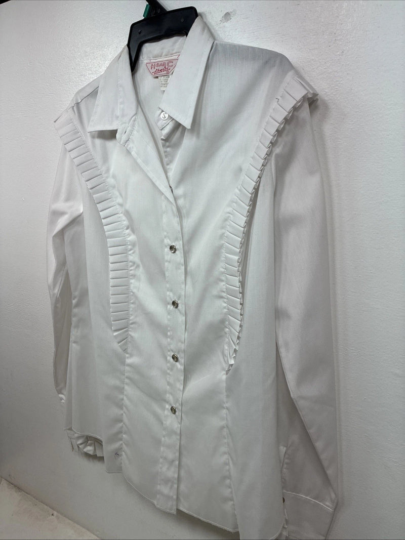 New Women’s H Bar C White Long Sleeve Pearl Snap Size 38 YY-115