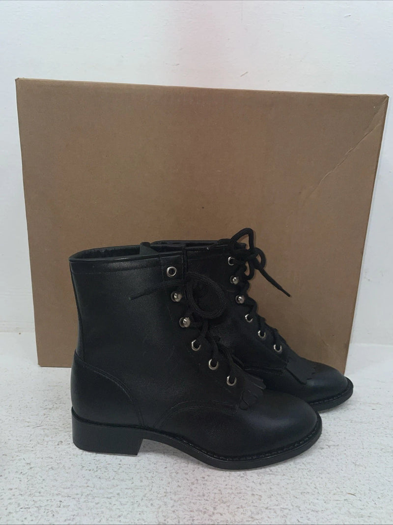 New Kids Black Lace Up American West Cowboy Boots. 2120 13.5 13 1/2 D. 23-74