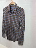 New Kids Panhandle Slim Brown Plaid Long Sleeve Pearl Snap Size 12 CC-88