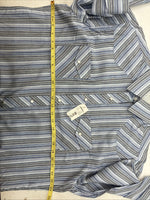 New Women’s White Horse Blue Stripe Long Sleeve Pearl Snap Large YY-124