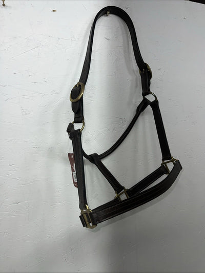 New Tough 1 Genuine Leather Brown Track Horse Halter #44-2046 W-49