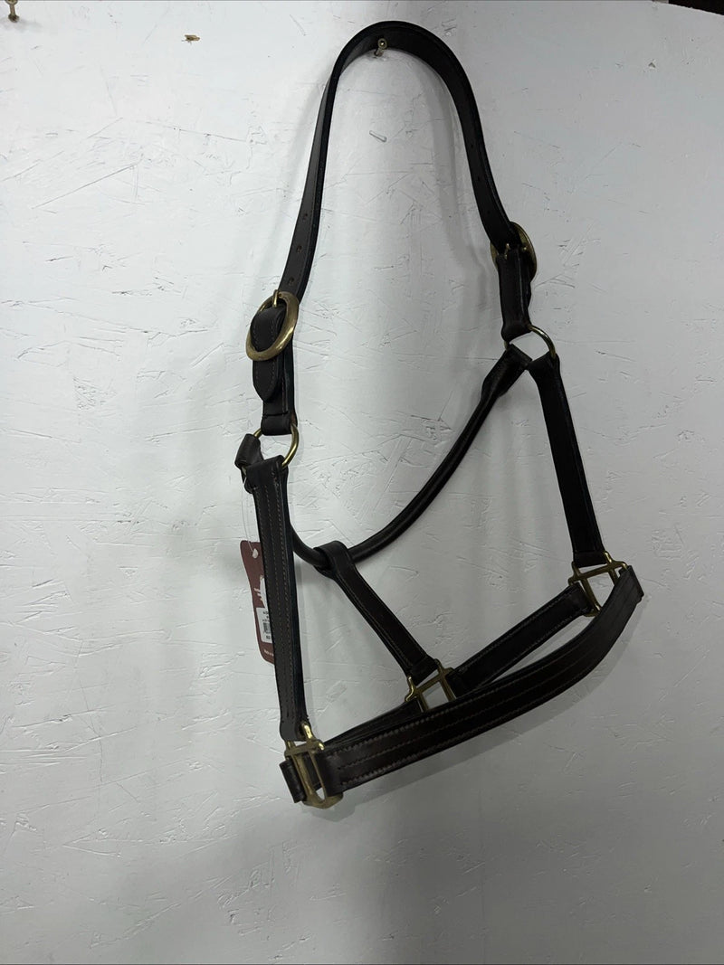 New Tough 1 Genuine Leather Brown Track Horse Halter #44-2046 W-49