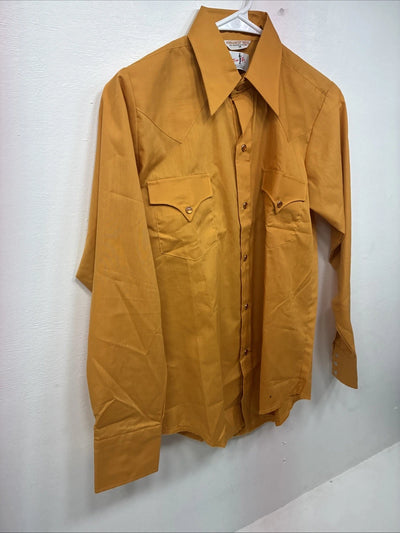 New Women’s Tem Tex Orange Long Sleeve Pearl Snap Size 14 LL-12