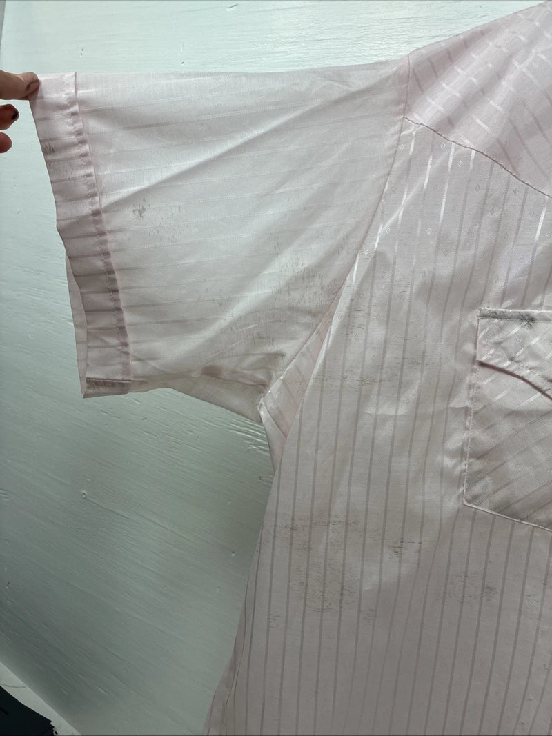 New Men’s ELY Cattleman Pink Stripe Short Sleeve Pearl Snap 3XL H-39