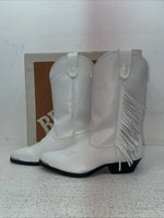 New Kids White With Fringe Bronco Cowboy Boots. C 1877 13 D. 23-43
