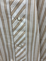 New Men’s Tem Tex Tan White Stripe Long Sleeve Pearl Snap Medium E-74