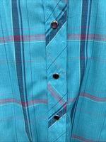 New Women’s Country Charmers Blue Plaid Long Sleeve Pearl Snap Size Large YY-117