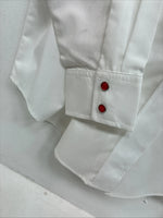 New Women’s Country Charmers White Rose Long  Sleeve Pearl Snap Large KK-118
