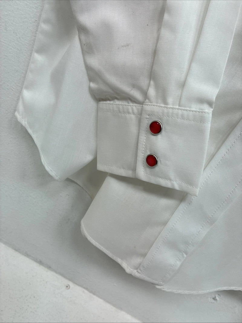 New Women’s Country Charmers White Rose Long  Sleeve Pearl Snap Large KK-118