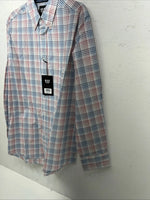 New Men’s Blue Red Plaid ELY Cattleman Button Up Long Sleeve Shirt. M P-42