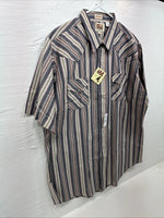 New Men’s ELY Cattleman Multicolor Stripe Short Sleeve Pearl Snap XLT R-67