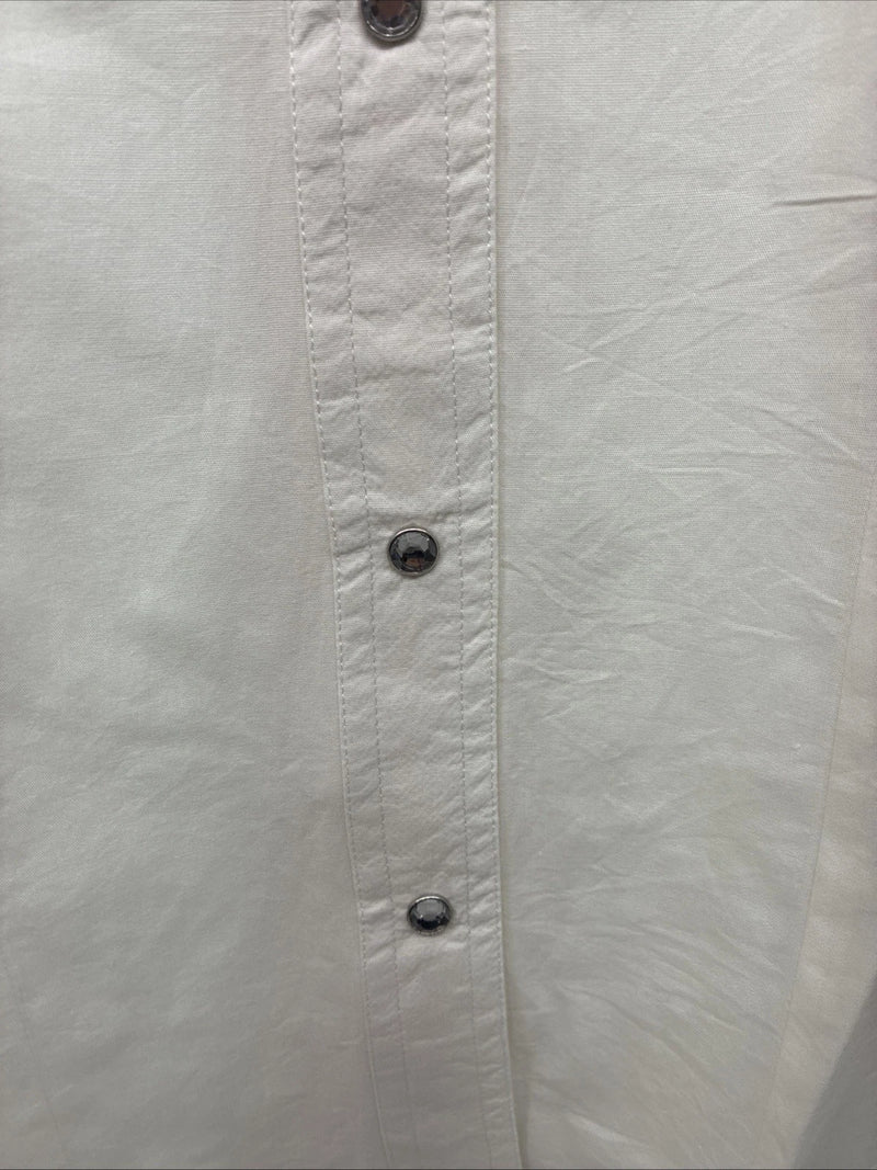 New Women’s Cumberland White Gem Long Sleeve Pearl Snap Medium KK-17