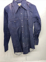 New Men’s Denim Karman Pearl Snap Long Sleeve Shirt 14.5x33 Small P-23