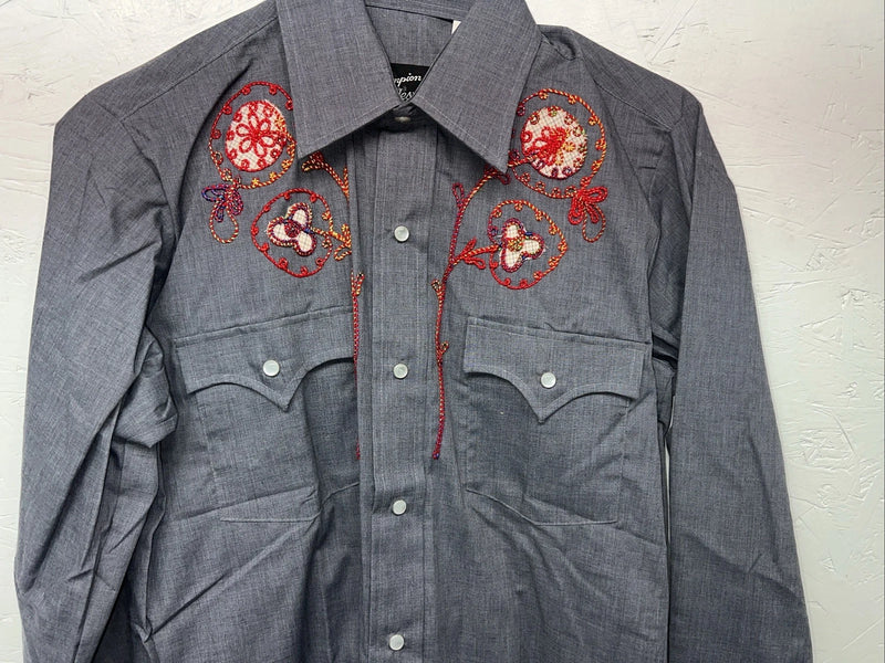 New Women’s Champion Westerns Navy Long Sleeve Button Up Shirt 14.5/33 3B-77