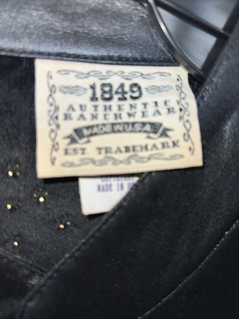 New Women’s 1849 Authentic Ranchwear Black Star Western Show Vest Large L-602