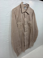 New Men’s Circle S Brown White Checkered Long Sleeve Pearl Snap XL R-14