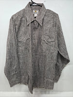 New Women’s Dickson Jenkins Brown Stripe Long Sleeve Pearl Snap Size 17 XL II-37
