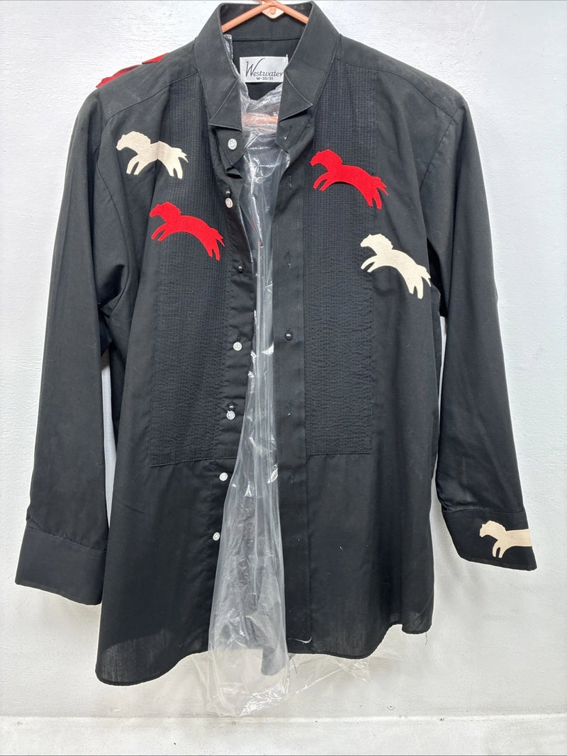 New Women’s Westwater Black Design Button Up Long Sleeve Medium MM-75