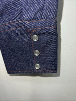 New Men’s Karman Western Wear Denim Pearl Snap Shirt. 14.5 x 32 Small A-169
