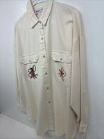 New Women’s Rochelle Forest Yellow Design Long Sleeve Button Up Medium MM-64