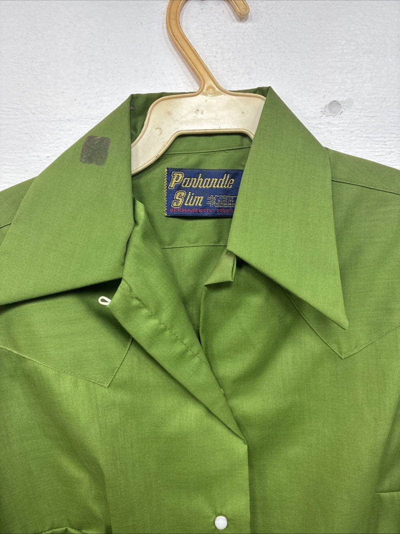New Women’s Panhandle Slim Green Short Sleeve Pearl Snap Size 12 KK-90