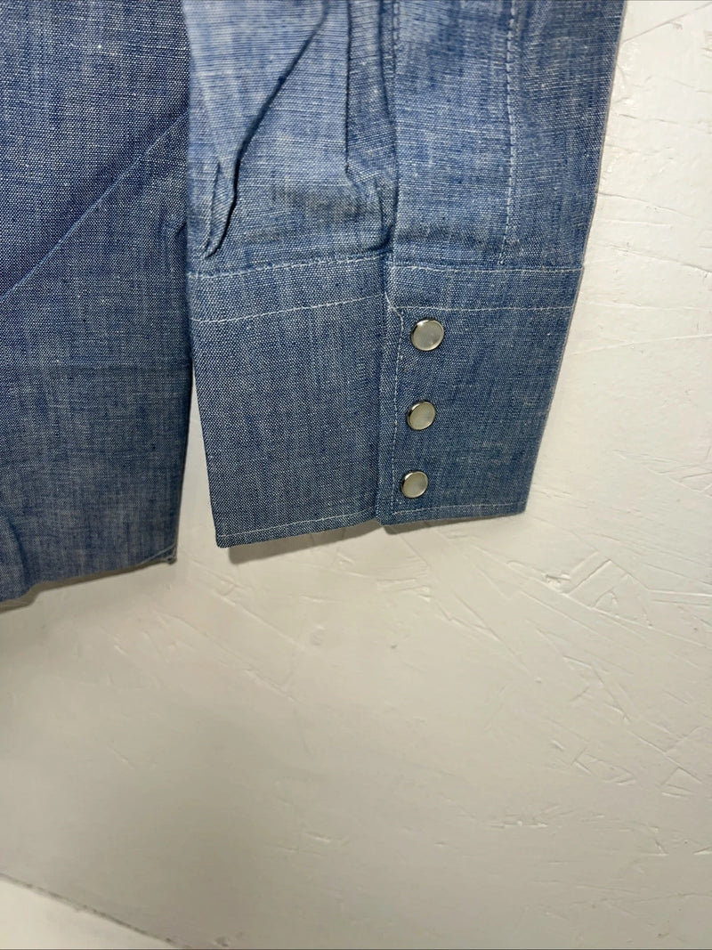 New Men’s Denim Champion Westerns Long Sleeve Pearl Snap Shirt. 15.5x33 M S-10