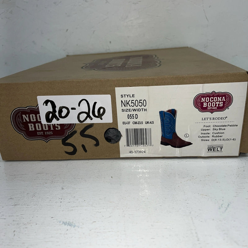 New Women’s Blue Nocona Cowboy Boots. NK5050 5.5 5 1/2 D. 20-26