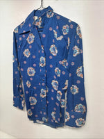 New Women’s Tem Tex Blue Design Long Sleeve Pearl Snap Size 30 KK-25