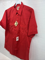 New Men’s ELY Cattleman Red Western Short Sleeve Pearl Snap 16 Large T-57