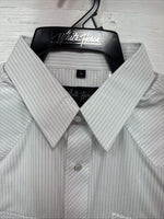 New Men’s White Horse White Stripe Short Sleeve Pearl Snap Large X-41