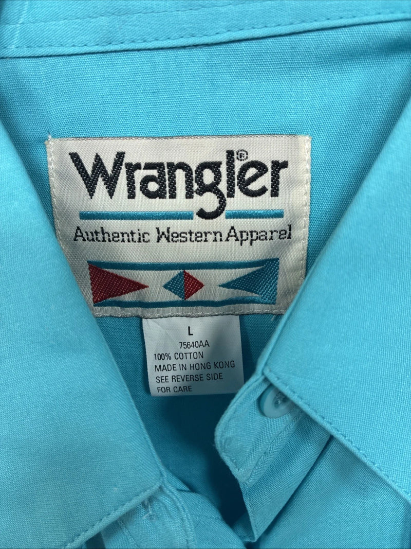 New Women’s Wrangler Blue Design Long Sleeve Button Up Large TT-7