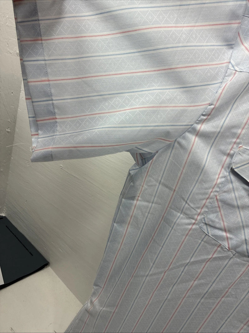New Men’s Mesquite Blue Stripe Short Sleeve Pearl Snap 3XL E-102