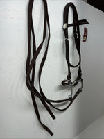 New Tough 1 Brown Nylon Browband Headstall With Bit Split Reins #42-7499 W-33