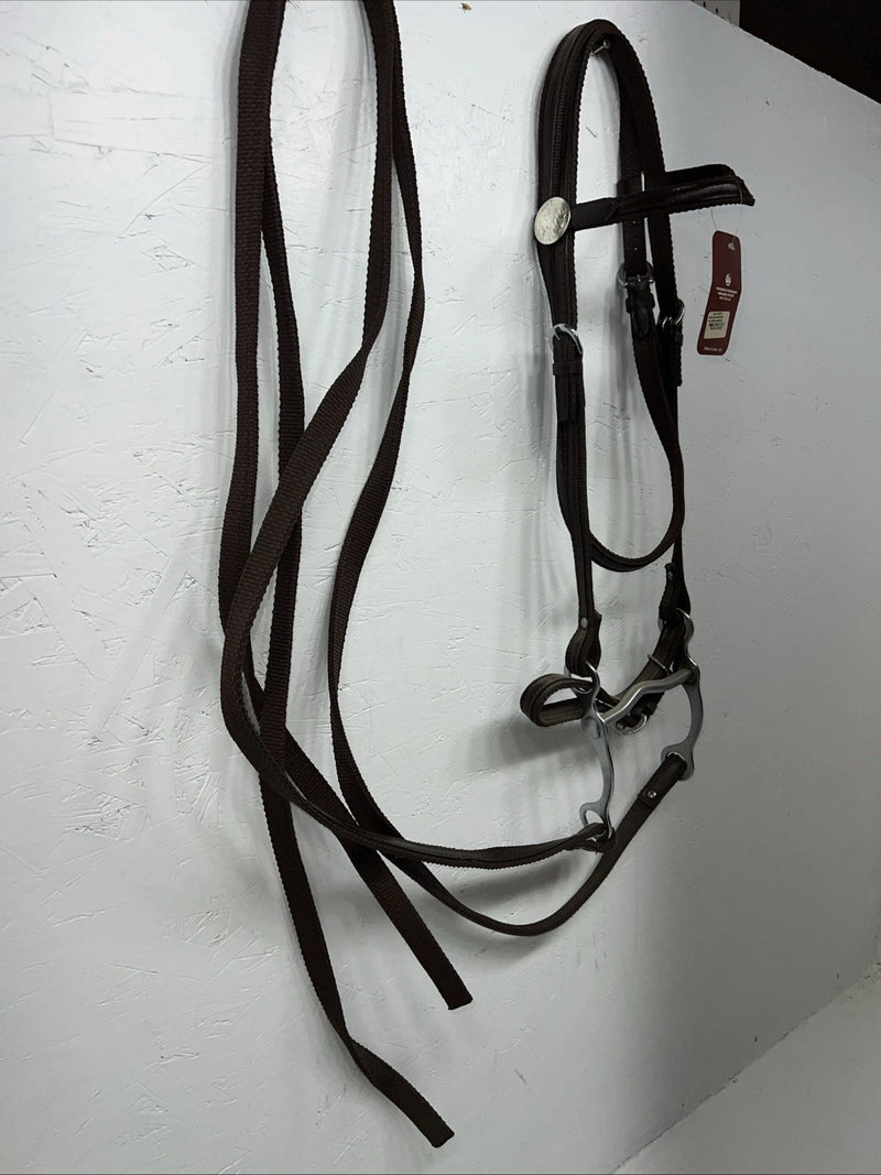 New Tough 1 Brown Nylon Browband Headstall With Bit Split Reins #42-7499 W-33