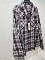 New Women’s Cumberland Purple Plaid Long Sleeve Pearl Snap 3XL GG-33