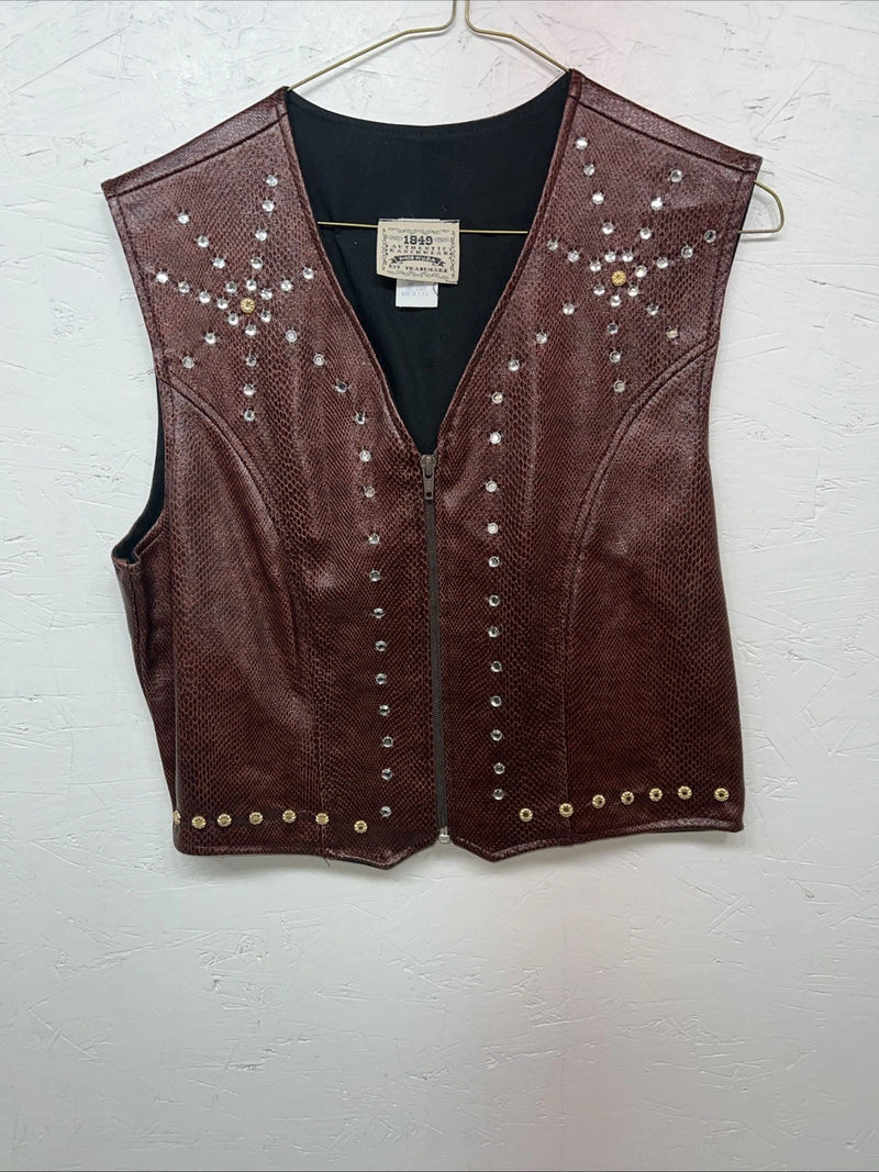 New Women’s 1849 Authentic Ranchwear Brown Snakeskin Show Vest Medium H-604