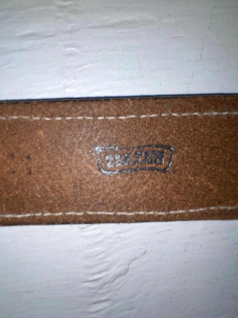 New Brown Genuine Leather Textan Colored Stripes 34” Belt #028856 Z-148