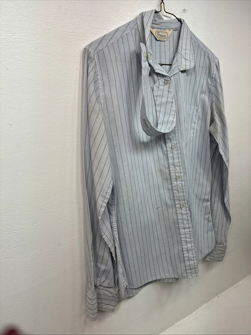 New Women’s Forego Blue Stripe Long Sleeve Button Up Size 36 LL-31