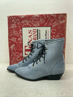 New Kids Blue Lace Up Texas Brand Cowboy Boots. C 9169161 3 D. 22-14