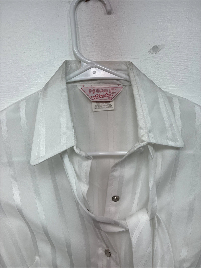 New Women’s H Bar C White Stripe Long Sleeve Pearl Snap Size 34 KK-105